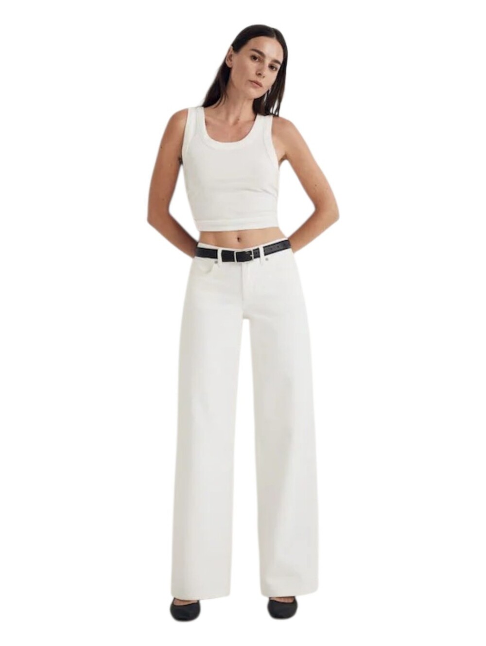 Madewell Low Rise Superwide Leg Jean 100% Cotton in Tile White Size 31